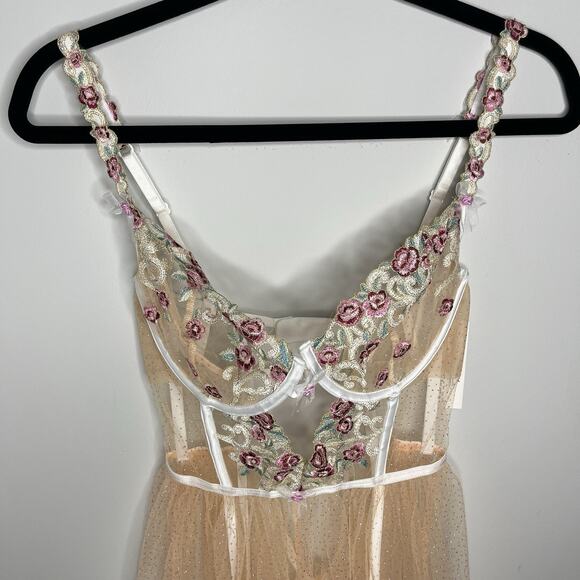 For Love and Lemons Women's Size 32DD Lingerie Siena Romper Floral Sheer - Picture 12 of 12